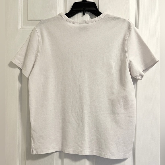 2 for $10 | H&M ‘LEFT UNREAD’ White Short Sleeve Shirt Crew Neck Women’s Medium - Picture 10 of 10